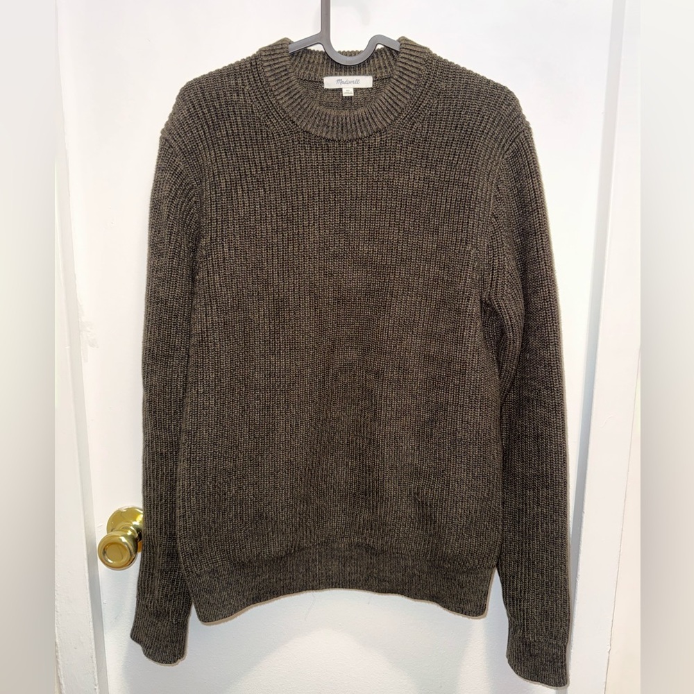 Cotton Shaker-Stitch Crewneck Sweater